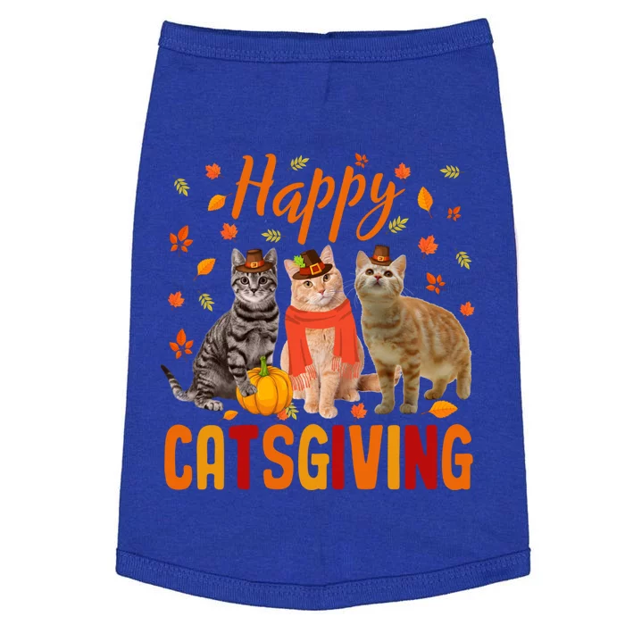 Happy Catsgiving Cute Thanksgiving Cat Wears Pilgrim Hat Gift Doggie Tank