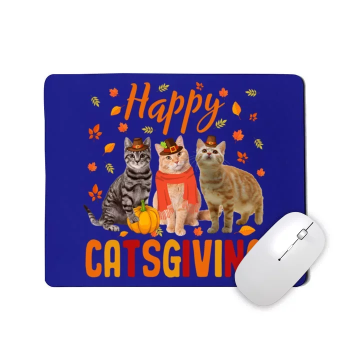 Happy Catsgiving Cute Thanksgiving Cat Wears Pilgrim Hat Gift Mousepad