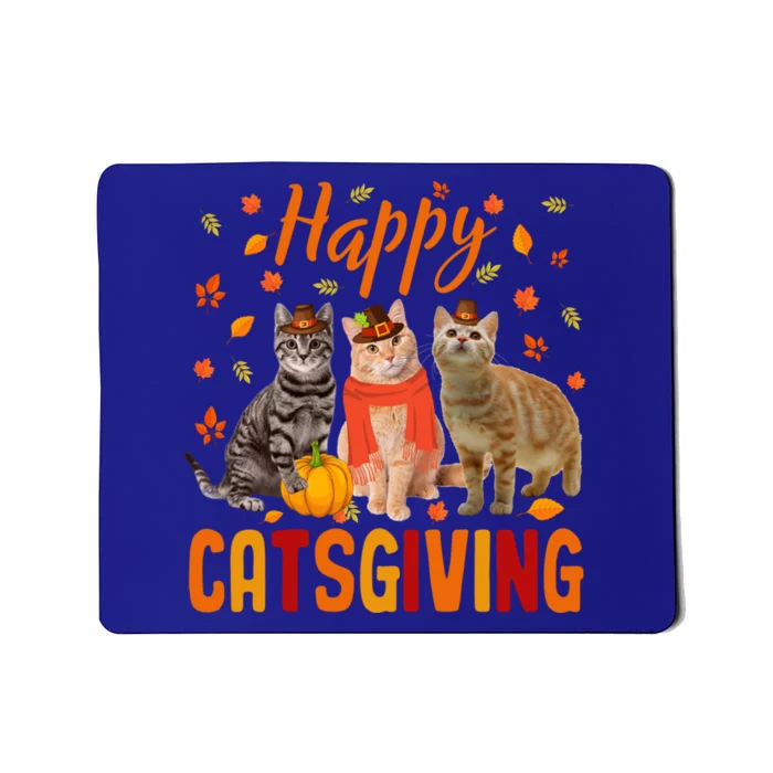 Happy Catsgiving Cute Thanksgiving Cat Wears Pilgrim Hat Gift Mousepad