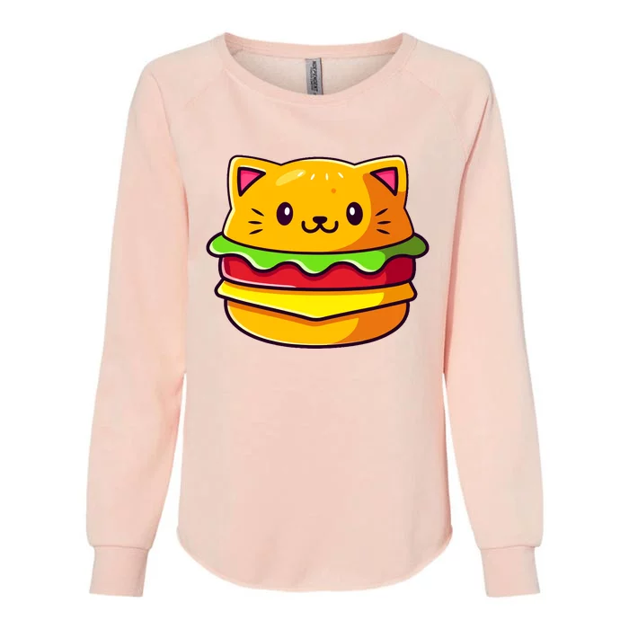 Hamburger Cat Catburger Funny Burger Cat Lover Foodie Womens California Wash Sweatshirt