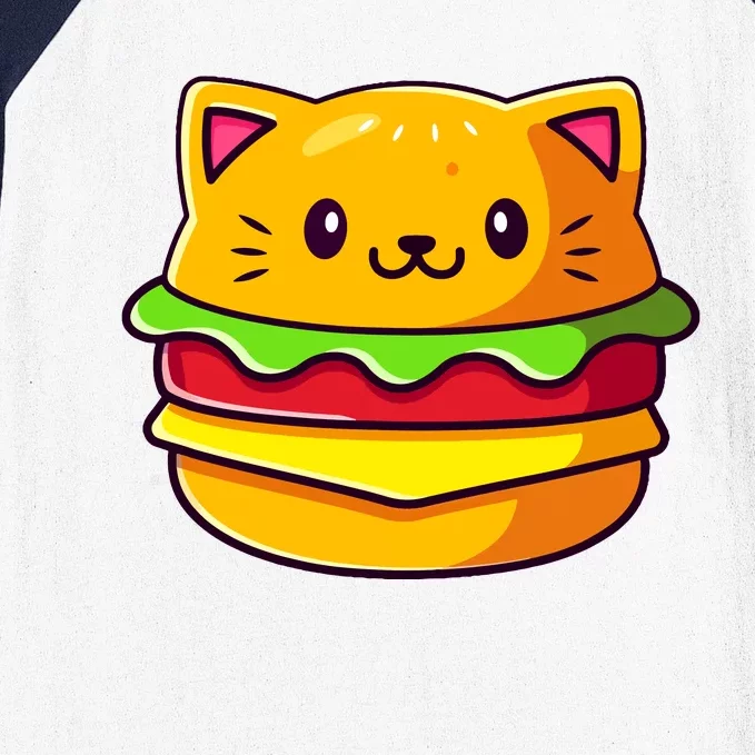 Hamburger Cat Catburger Funny Burger Cat Lover Foodie Baseball Sleeve Shirt