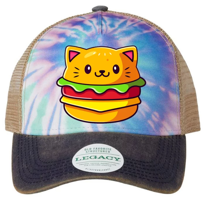 Hamburger Cat Catburger Funny Burger Cat Lover Foodie Legacy Tie Dye Trucker Hat