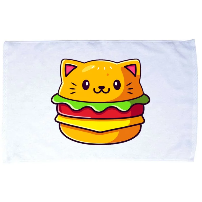 Hamburger Cat Catburger Funny Burger Cat Lover Foodie Microfiber Hand Towel