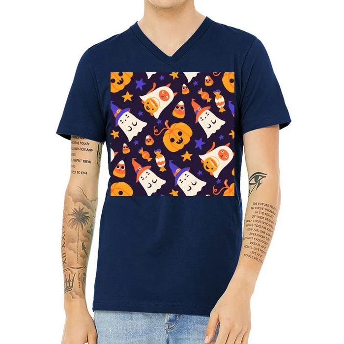 Halloween Cartoon Characters V-Neck T-Shirt