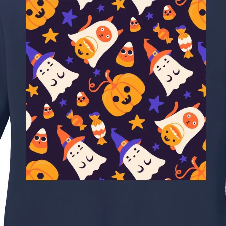 Halloween Cartoon Characters Ladies Long Sleeve Shirt