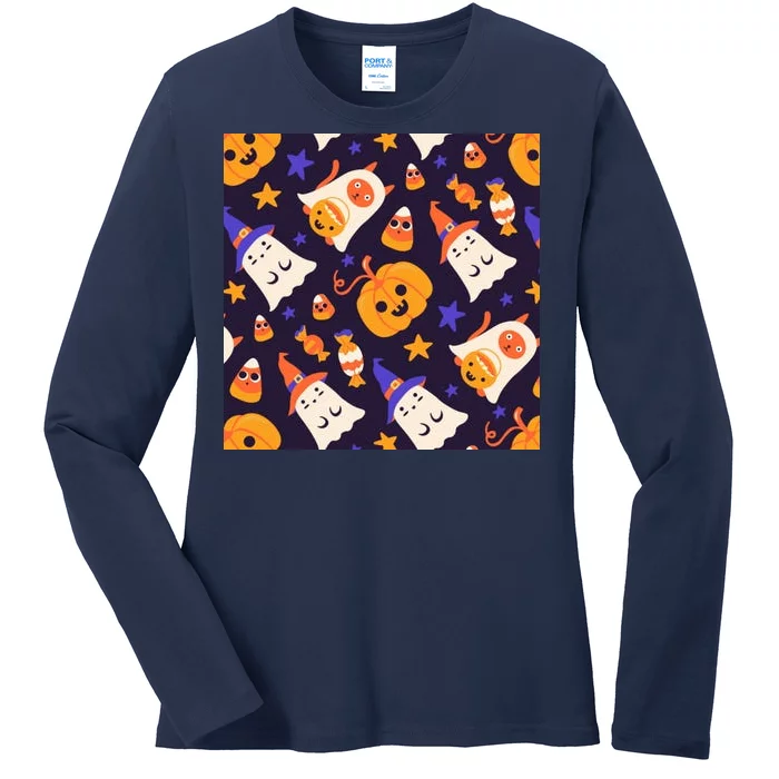 Halloween Cartoon Characters Ladies Long Sleeve Shirt