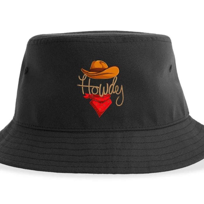 Howdy Cowboy Cowgirl Western Country Rodeo Howdy Sustainable Bucket Hat