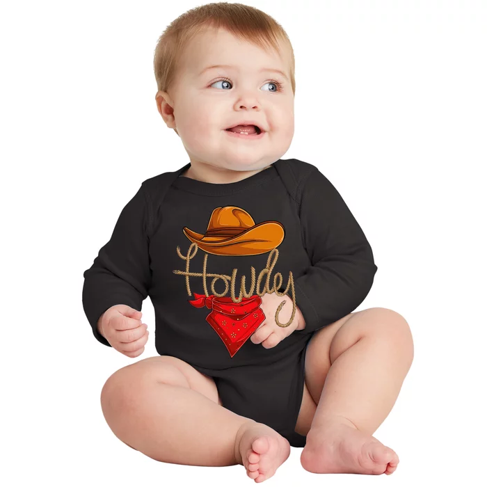 Howdy Cowboy Cowgirl Western Country Rodeo Howdy Baby Long Sleeve Bodysuit