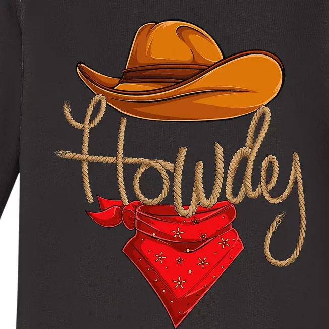 Howdy Cowboy Cowgirl Western Country Rodeo Howdy Baby Long Sleeve Bodysuit