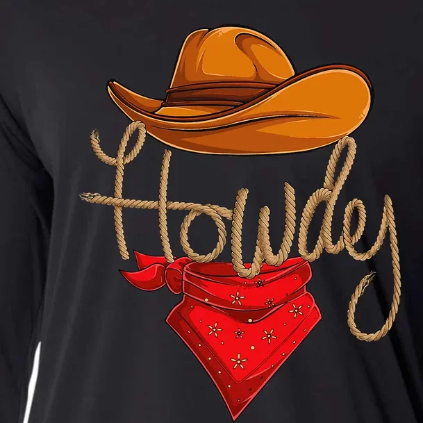 Howdy Cowboy Cowgirl Western Country Rodeo Howdy Cooling Performance Long Sleeve Crew