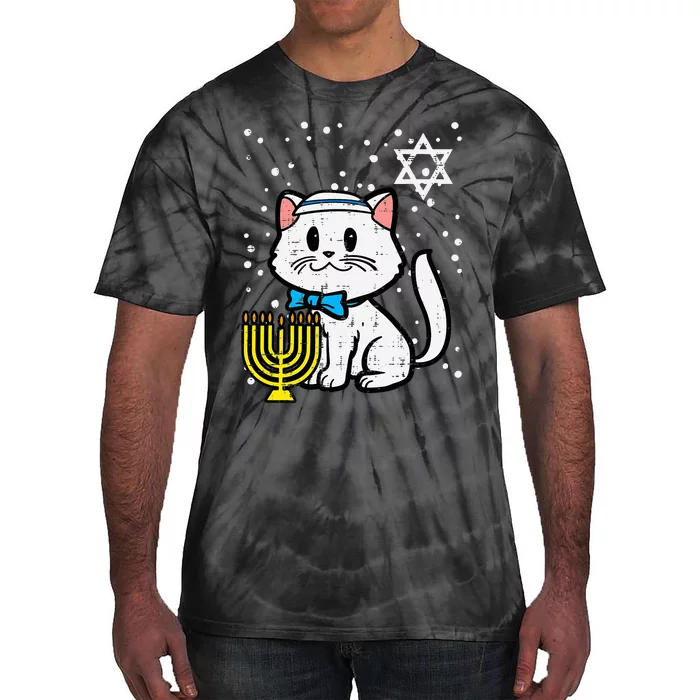 Hanukkah Cat Cute Chanukah Jewish Tie-Dye T-Shirt