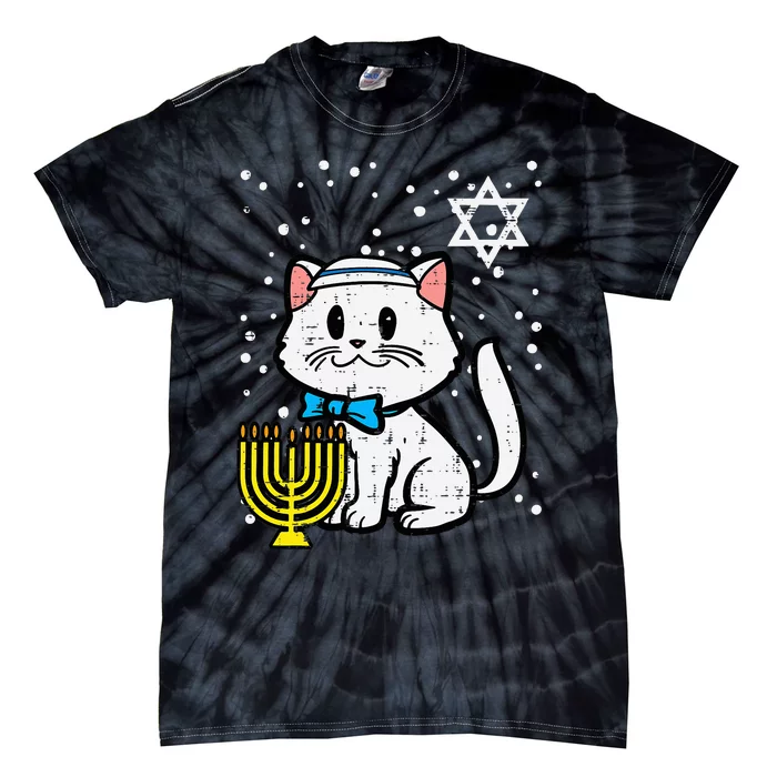 Hanukkah Cat Cute Chanukah Jewish Tie-Dye T-Shirt