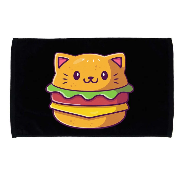 Hamburger Cat Catburger Funny Burger Cat Lover Foodie Microfiber Hand Towel