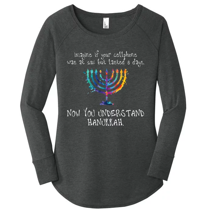 Hanukkah Chanukah  Cellphone Meme  Funny Jewish Gifts Women's Perfect Tri Tunic Long Sleeve Shirt