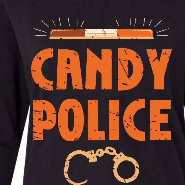 Halloween Costume Candy Police Fun Pumpkin Policeman Uniform Womens Cotton Relaxed Long Sleeve T-Shirt