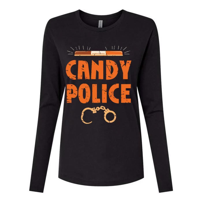 Halloween Costume Candy Police Fun Pumpkin Policeman Uniform Womens Cotton Relaxed Long Sleeve T-Shirt