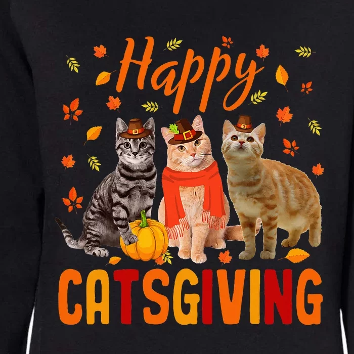 Happy Catsgiving Cute Thanksgiving Cat Wears Pilgrim Hat Womens California Wash Sweatshirt