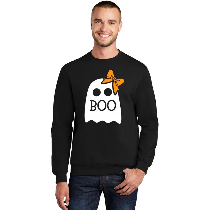 Halloween Costume Cute Ghost Boo With Bow Gift For Girl Tall Sweatshirt