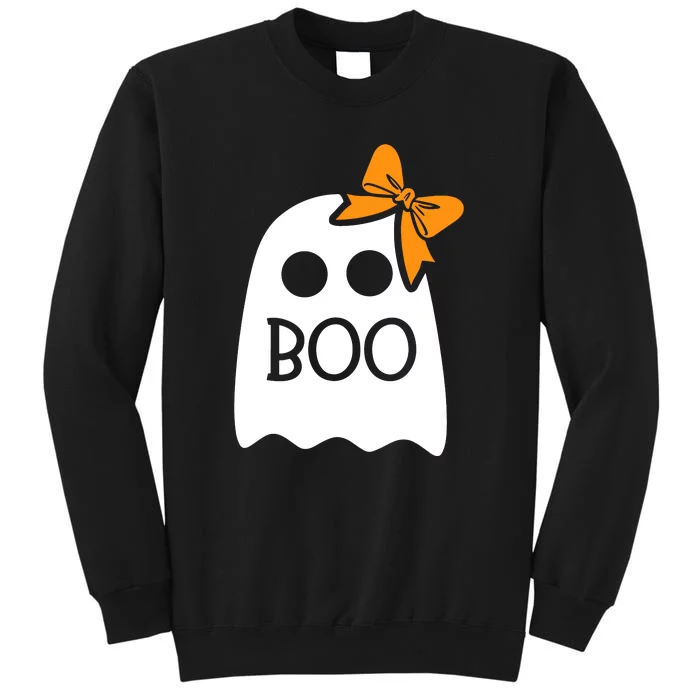 Halloween Costume Cute Ghost Boo With Bow Gift For Girl Tall Sweatshirt