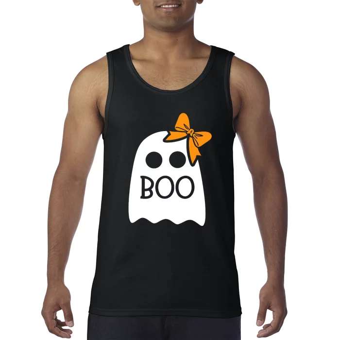 Halloween Costume Cute Ghost Boo With Bow Gift For Girl Tank Top