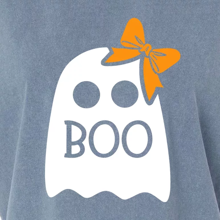 Halloween Costume Cute Ghost Boo With Bow Gift For Girl Garment-Dyed Women's Muscle Tee