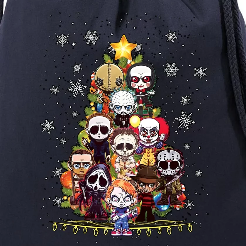 Horror Characters Christmas Tree Drawstring Bag