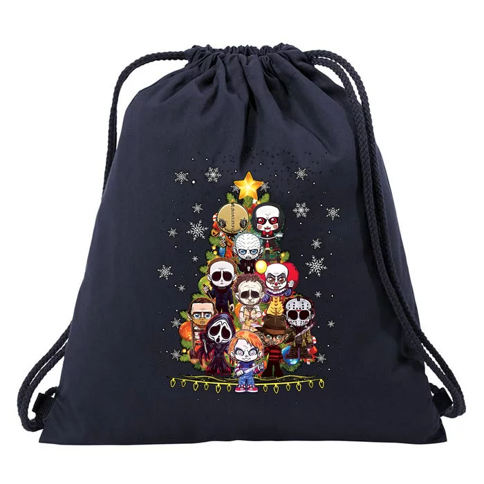 Horror Characters Christmas Tree Drawstring Bag