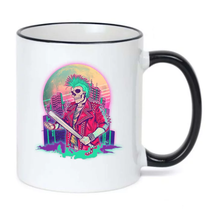 Halloween Cyberpunk City Skeleton Black Color Changing Mug