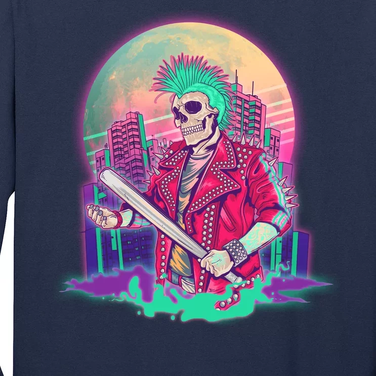 Halloween Cyberpunk City Skeleton Long Sleeve Shirt