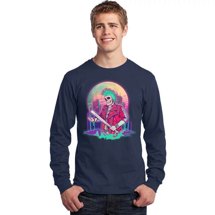 Halloween Cyberpunk City Skeleton Tall Long Sleeve T-Shirt