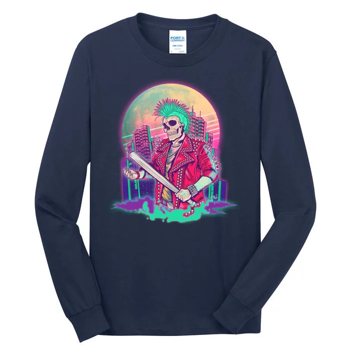 Halloween Cyberpunk City Skeleton Tall Long Sleeve T-Shirt