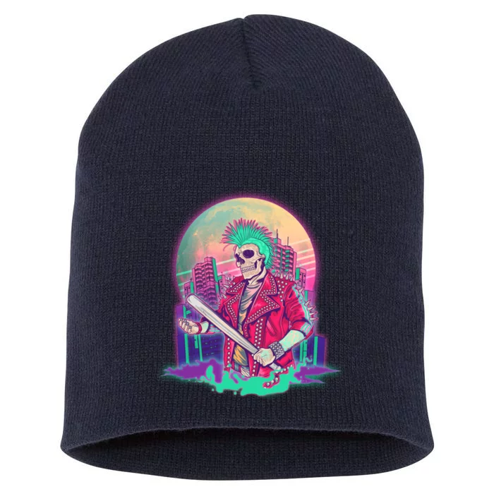 Halloween Cyberpunk City Skeleton Short Acrylic Beanie