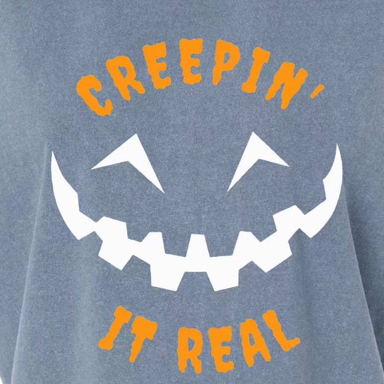 Halloween Costume Creepin’ it Real Pumpkin Funny Graphic Garment-Dyed Women's Muscle Tee