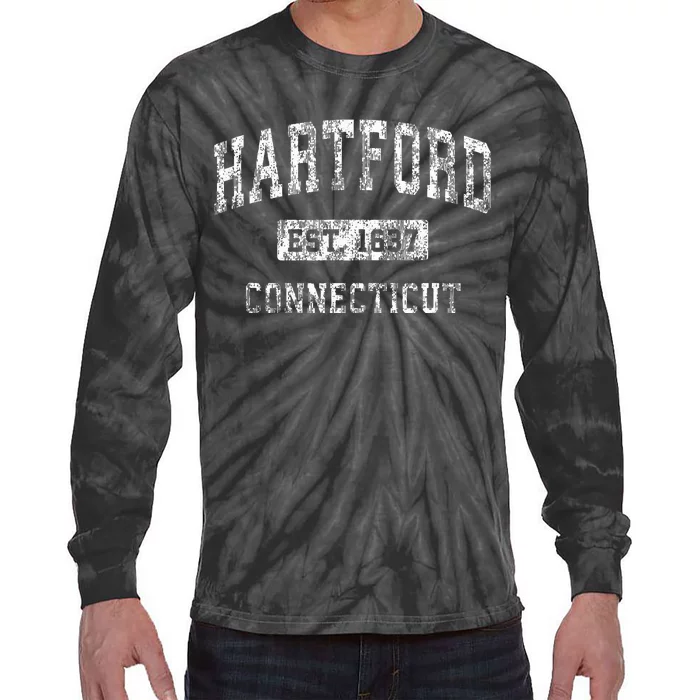 Hartford Connecticut Ct Vintage Established Tie-Dye Long Sleeve Shirt