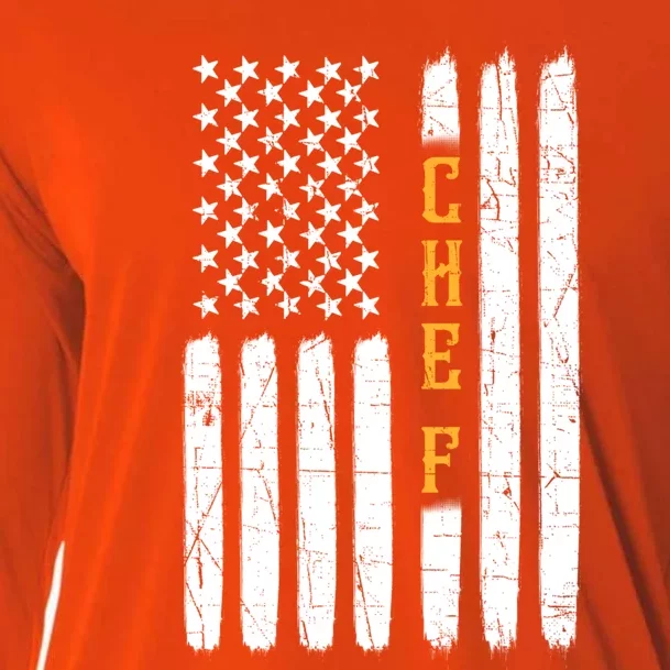 Head Chef Cook Catering Cookery Set Foodie American Flag Usa Gift Cooling Performance Long Sleeve Crew