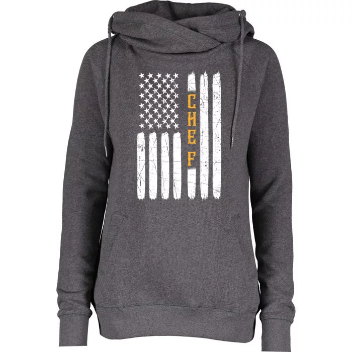 Head Chef Cook Catering Cookery Set Foodie American Flag Usa Gift Womens Funnel Neck Pullover Hood