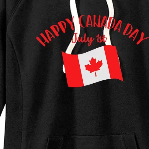 Happy Canada Day Funny Canadian Flag Maple Patriotic Women's Fleece Hoodie