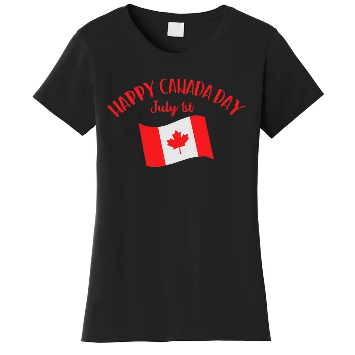 Happy Canada Day Funny Canadian Flag Maple Patriotic Women's T-Shirt