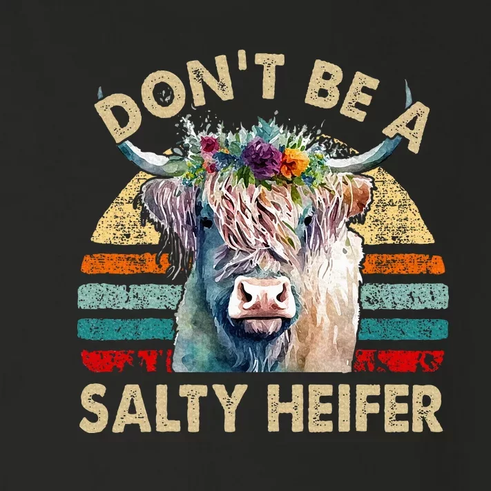 Highland Cow Dont Be Salty Heifer Toddler Long Sleeve Shirt