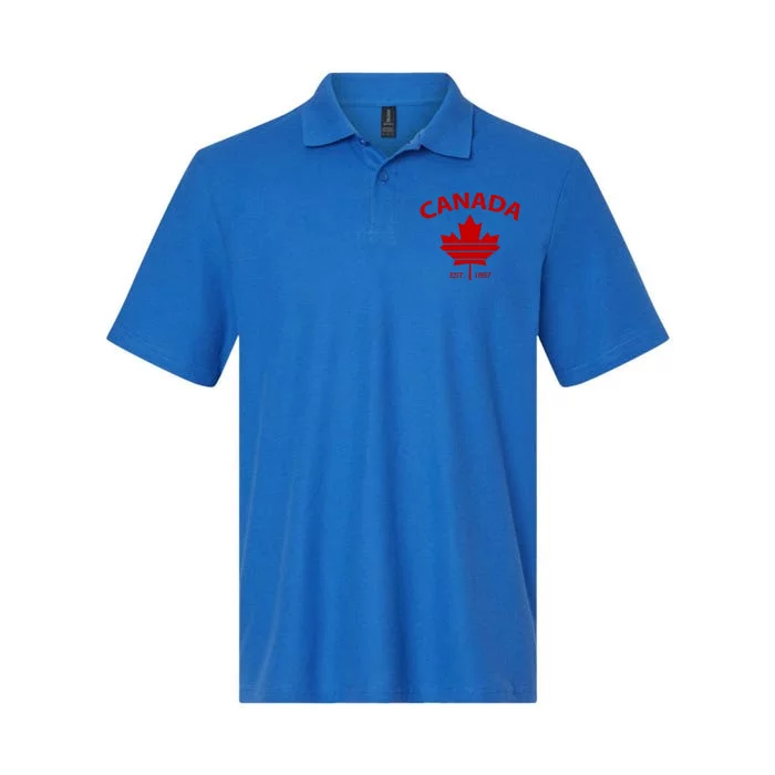 Happy Canada Day Funny Maple Leaf Canadian Flag Gift Softstyle Adult Sport Polo