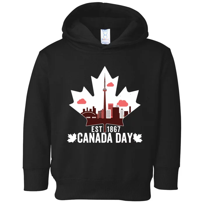 Happy Canada Day Vintage Canadian Flag Maple Patriotic Toddler Hoodie