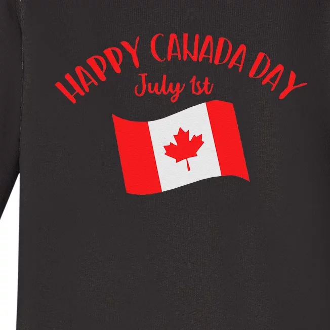 Happy Canada Day Funny Canadian Flag Maple Patriotic Baby Long Sleeve Bodysuit