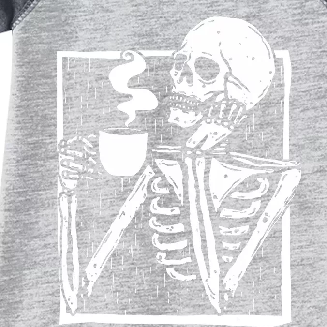 Halloween Coffee Drinking Skeleton Skull Infant Baby Jersey Bodysuit