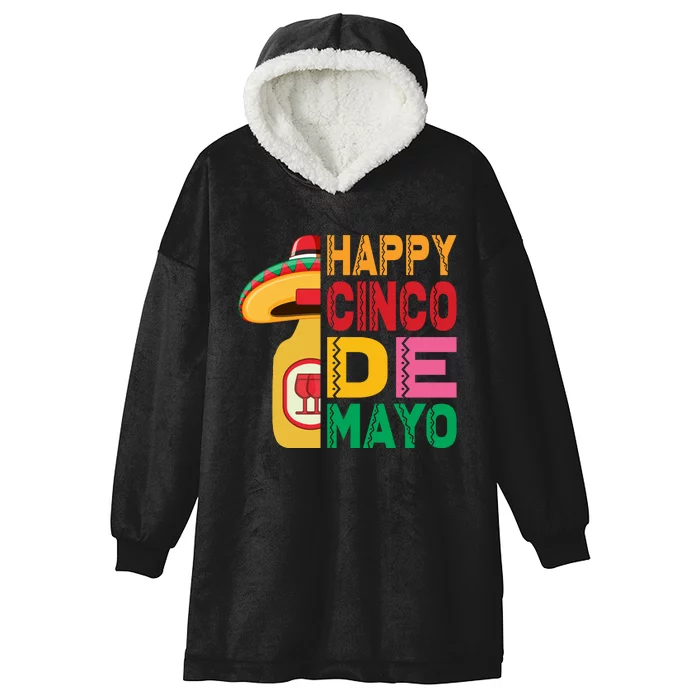 Happy Cinco De Mayo Celebration Graphic Hooded Wearable Blanket