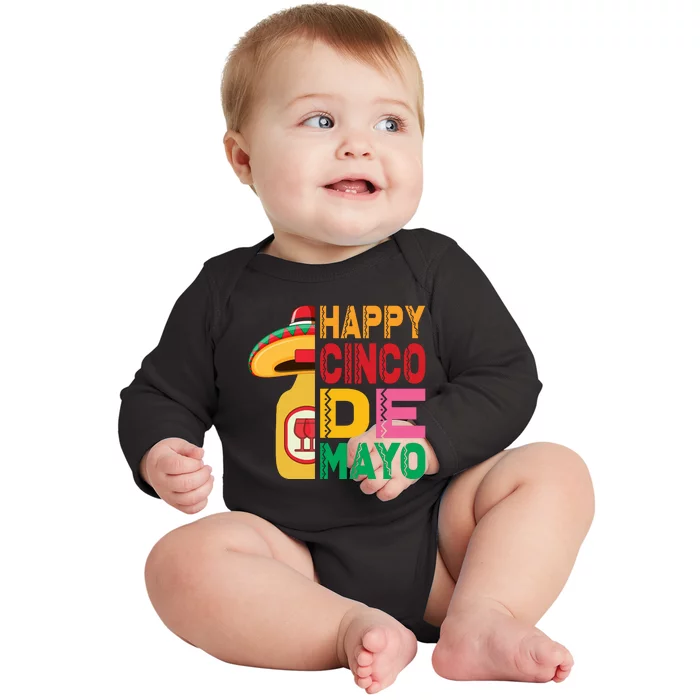 Happy Cinco De Mayo Celebration Graphic Baby Long Sleeve Bodysuit