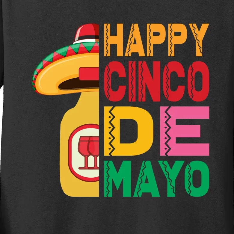 Happy Cinco De Mayo Celebration Graphic Kids Long Sleeve Shirt