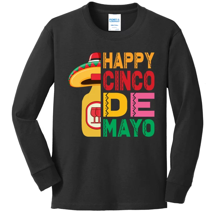 Happy Cinco De Mayo Celebration Graphic Kids Long Sleeve Shirt