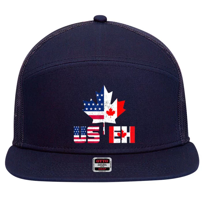 Happy Canada Day Shirt USA Pride US Flag Day USEH Canadian 7 Panel Mesh Trucker Snapback Hat