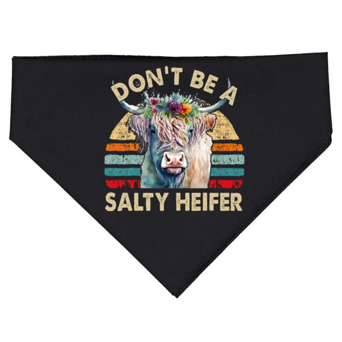 Highland Cow Dont Be Salty Heifer Farm Mom USA-Made Doggie Bandana