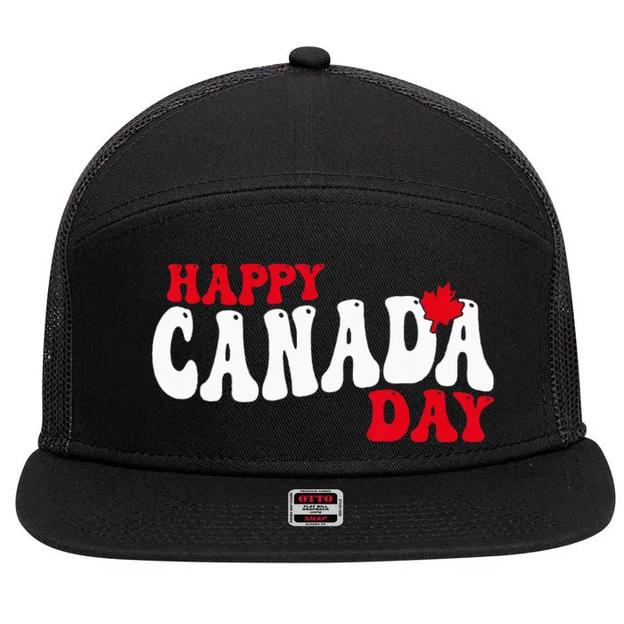 Happy Canada Day Maple Canadian Canada Pride Flag Patriotic 7 Panel Mesh Trucker Snapback Hat